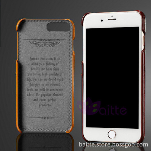 Card port on back hard case leather phone case for iPhone 7